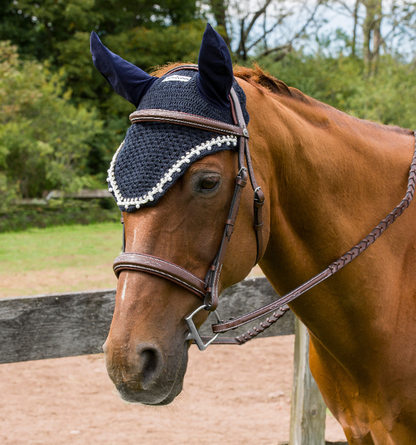 Equine Couture Fly Bonnet with Pearls and Crystals